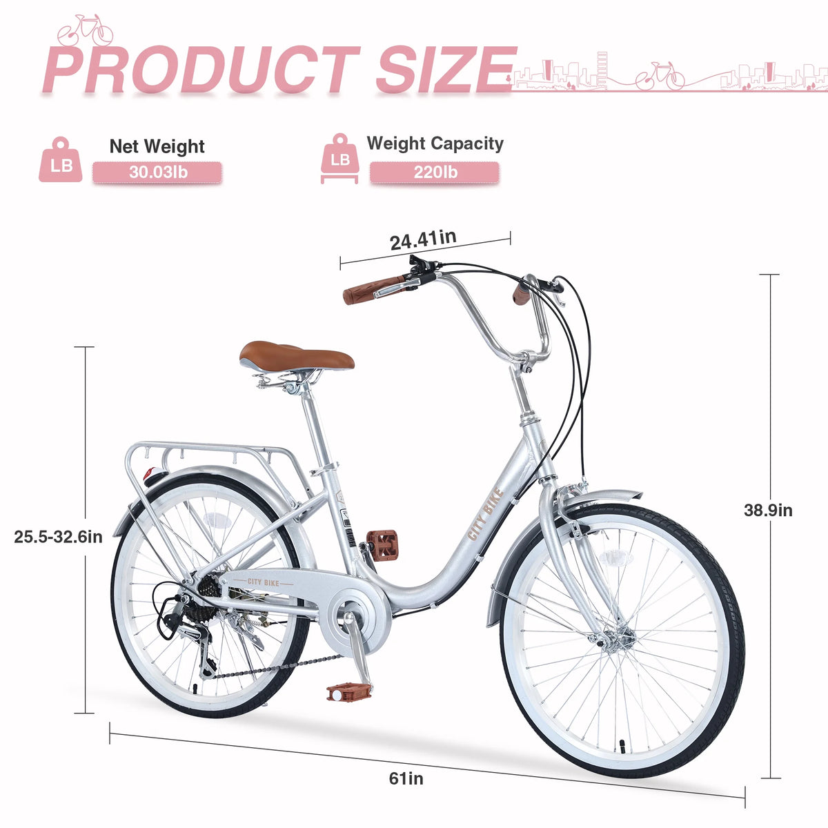 Pink 22 7 Speed Aluminium Alloy Frame Kids Bike I333087