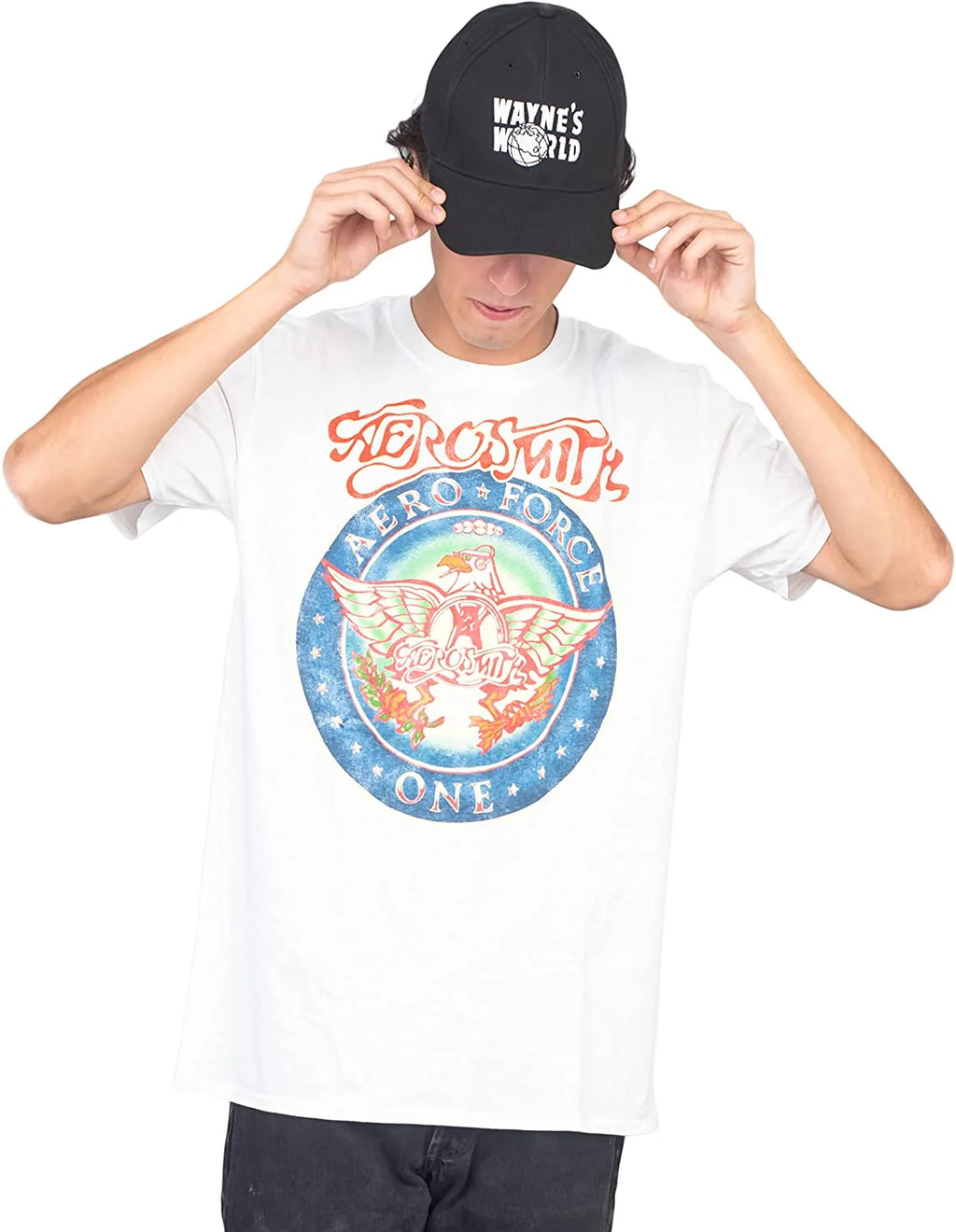 Wayne's World Costume Set Hat and Aerosmith Aero Force T-shirt T960234