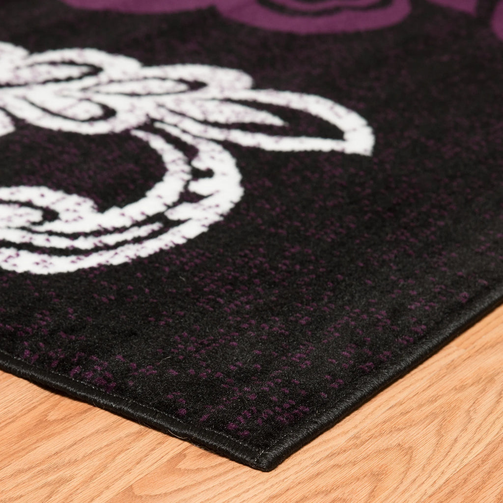 Plum Floral Runner Rug V24840