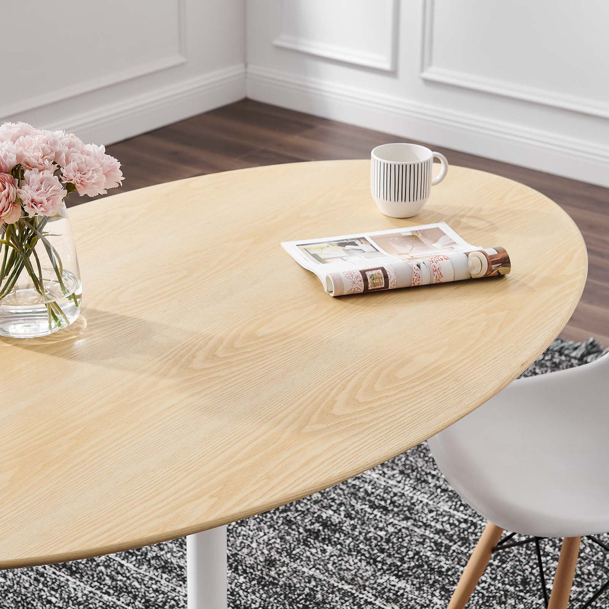 60" Oval Natural Wood Grain Dining Table S924