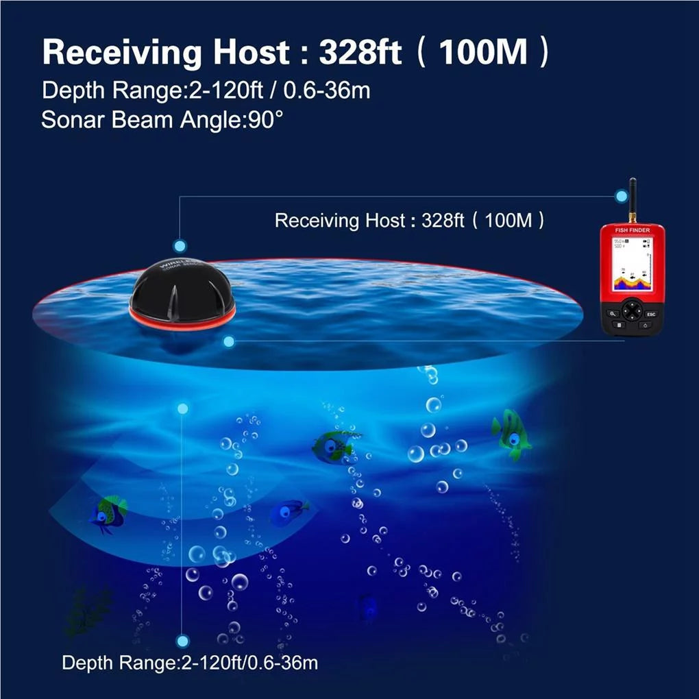 Portable Wireless Sonar Sensor Fishfinder Depth Locator LCD Display P611