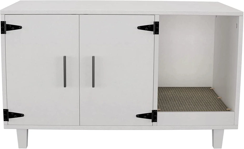 Cat Litter Box Enclosure Table Nightstand with Scratch Pad S196188