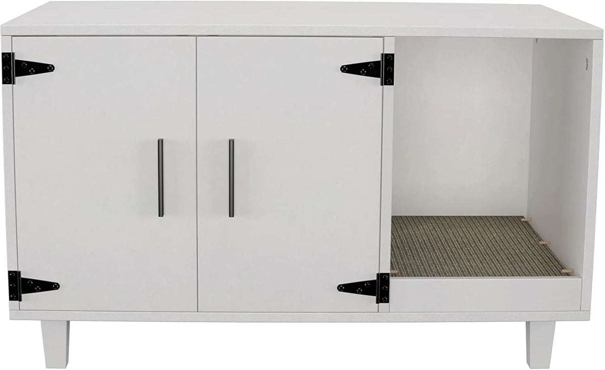 Cat Litter Box Enclosure Table Nightstand with Scratch Pad S196188