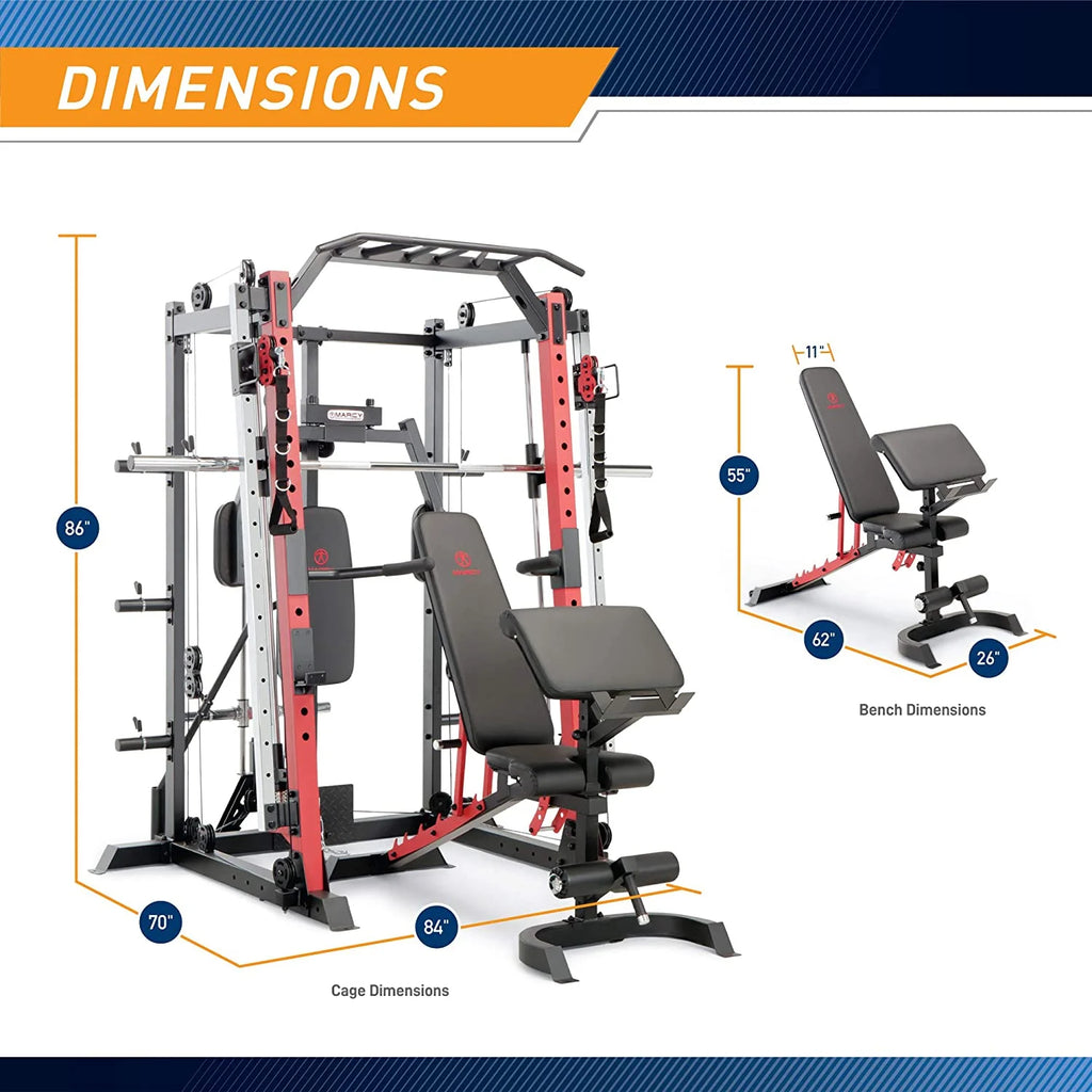 Smith Machine Cage System with Pull-Up Bar and Landmine Station U713279