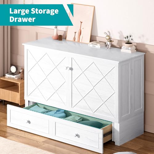 Queen Cabinet Cube Chest Bed with Tri-fold Mattress R5412