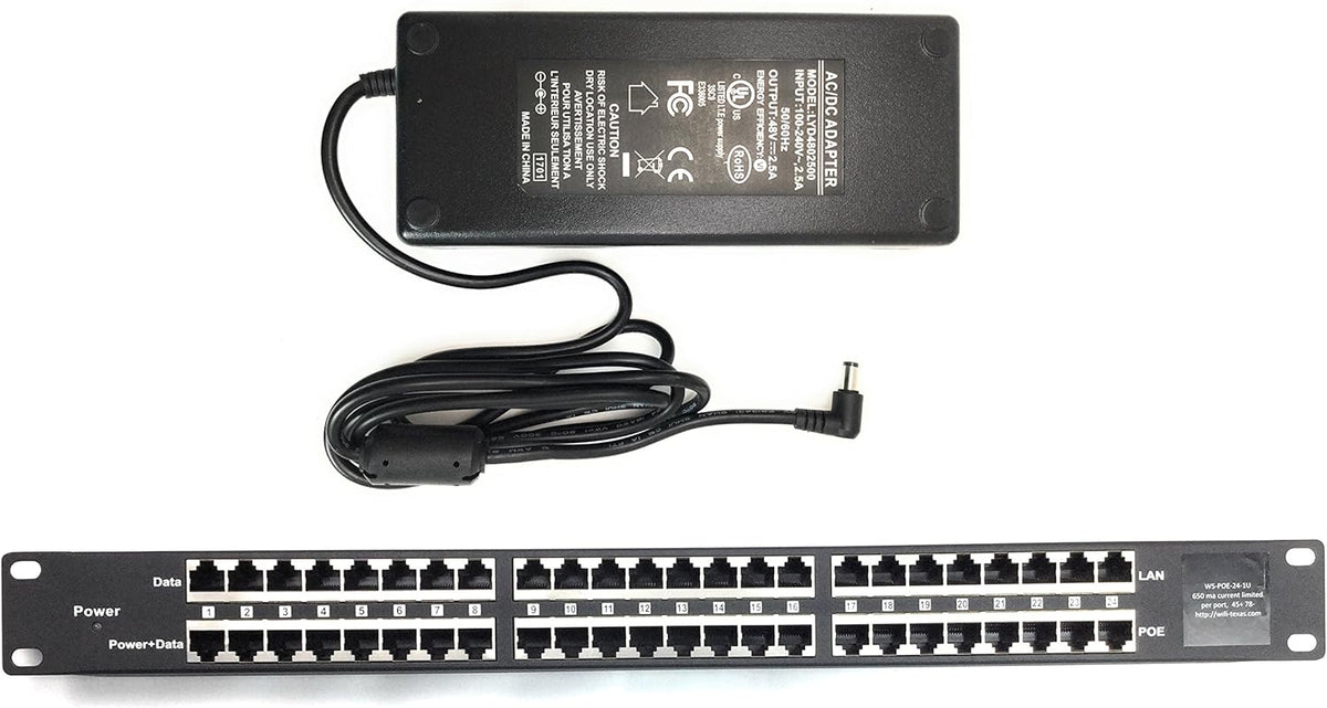 24 Port Passive PoE Injector with 48V 120W Power Supply F878