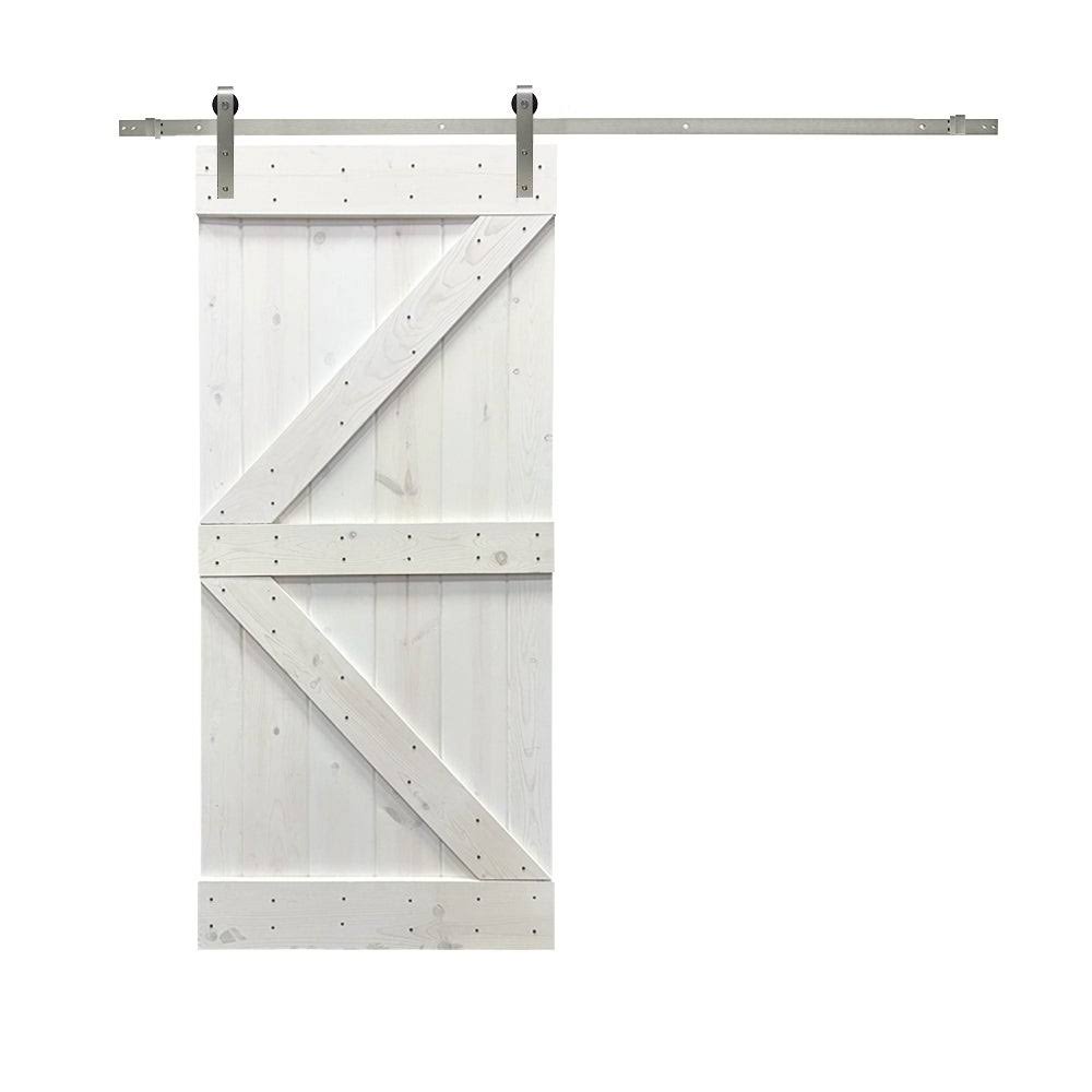 36 in. x 84 in. Gray Stained Knotty Pine Wood Interior Sliding Barn Door with Hardware Kit W7201