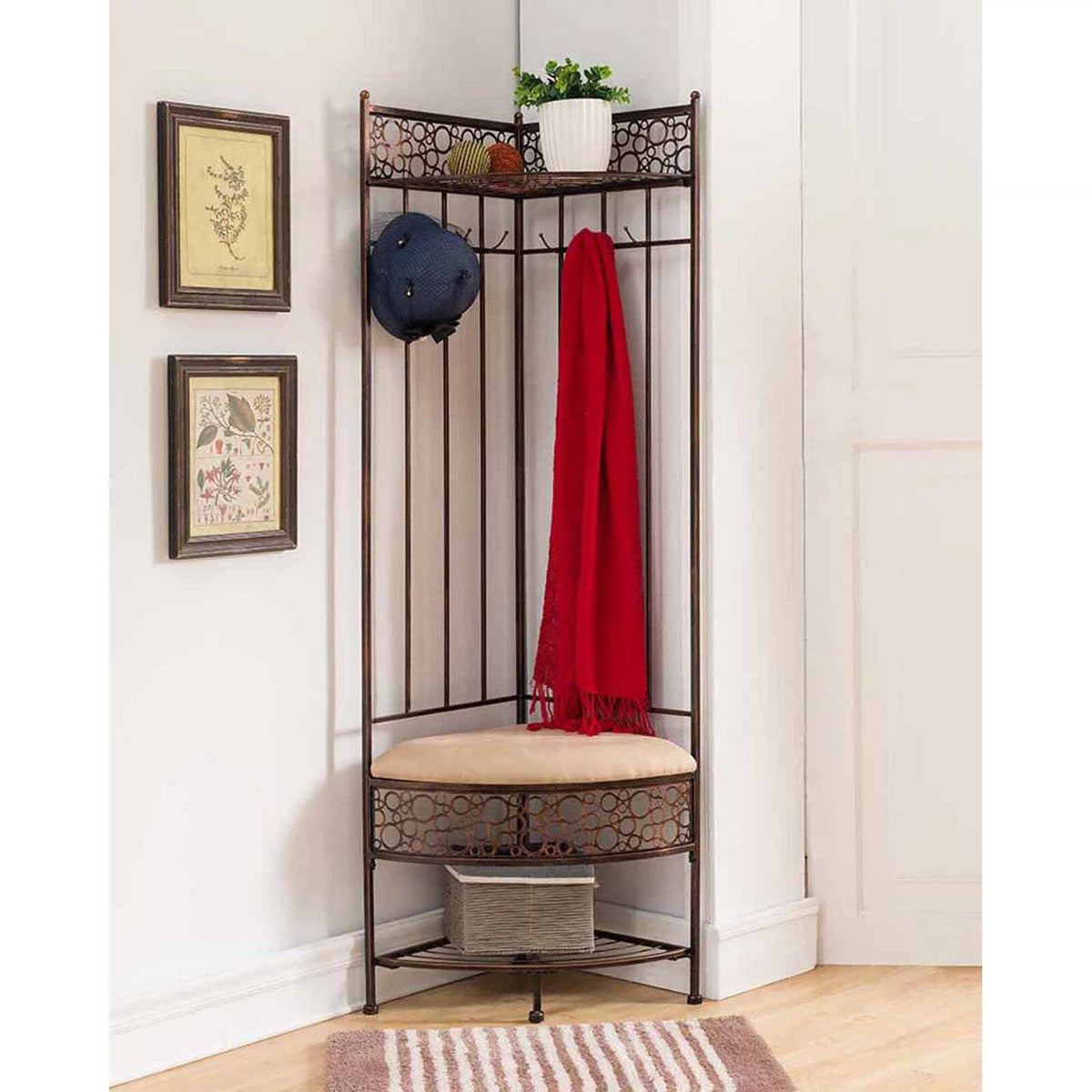 Metal Corner Hall Tree F827