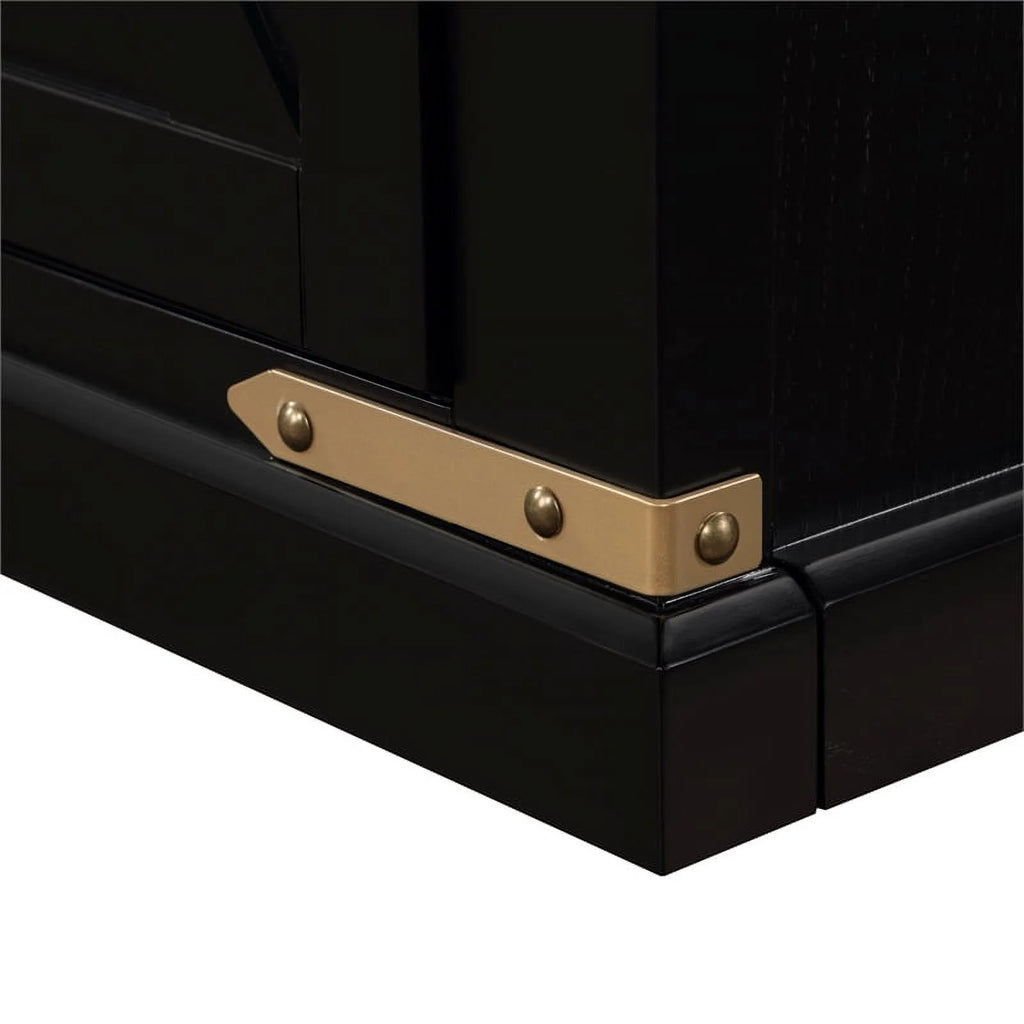 Birch Wood 72" TV Stand in Black and Gold C54362