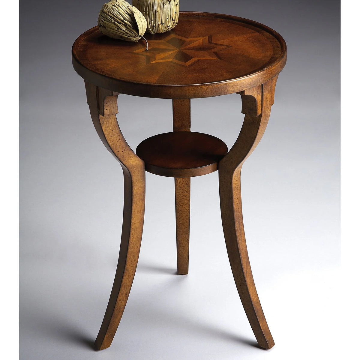 Beige Wood Round Accent Table Z406