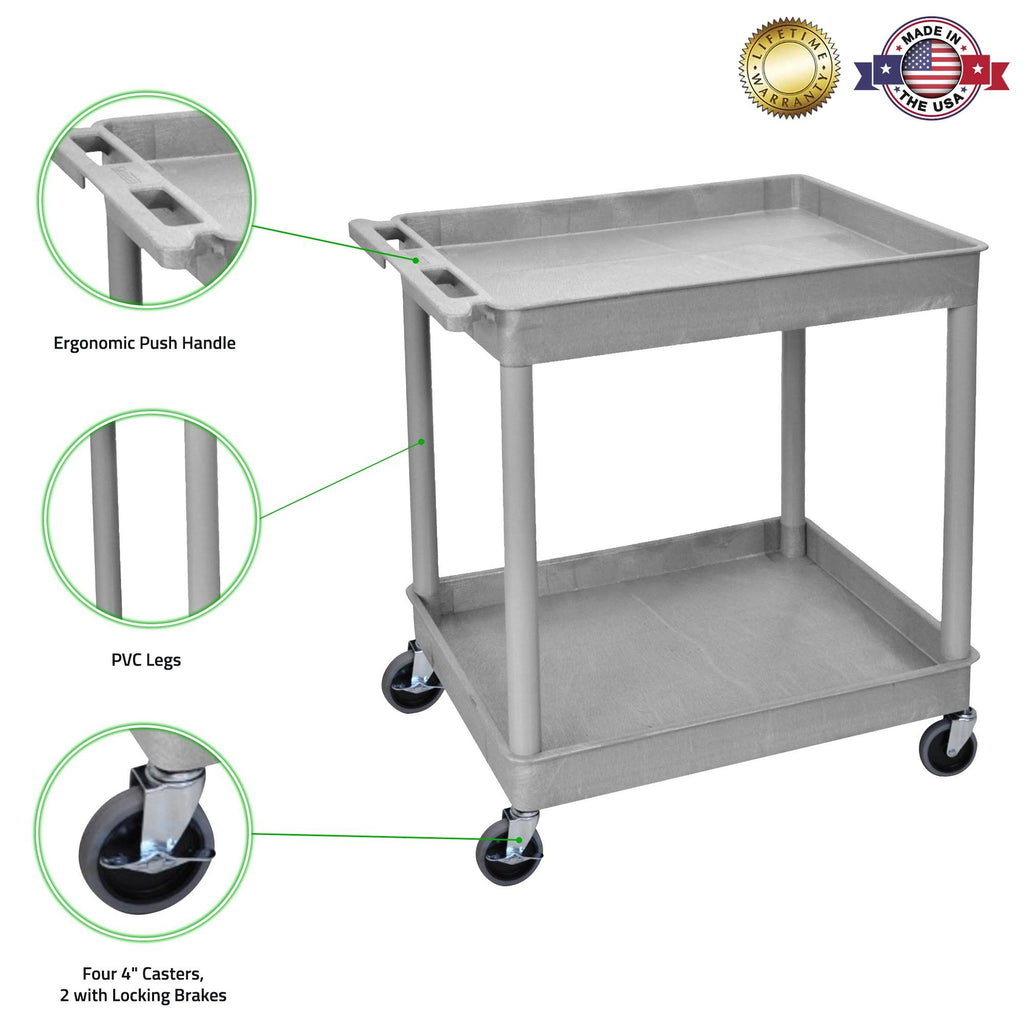 Gray 2 Shelf Utility Tub Cart S106367