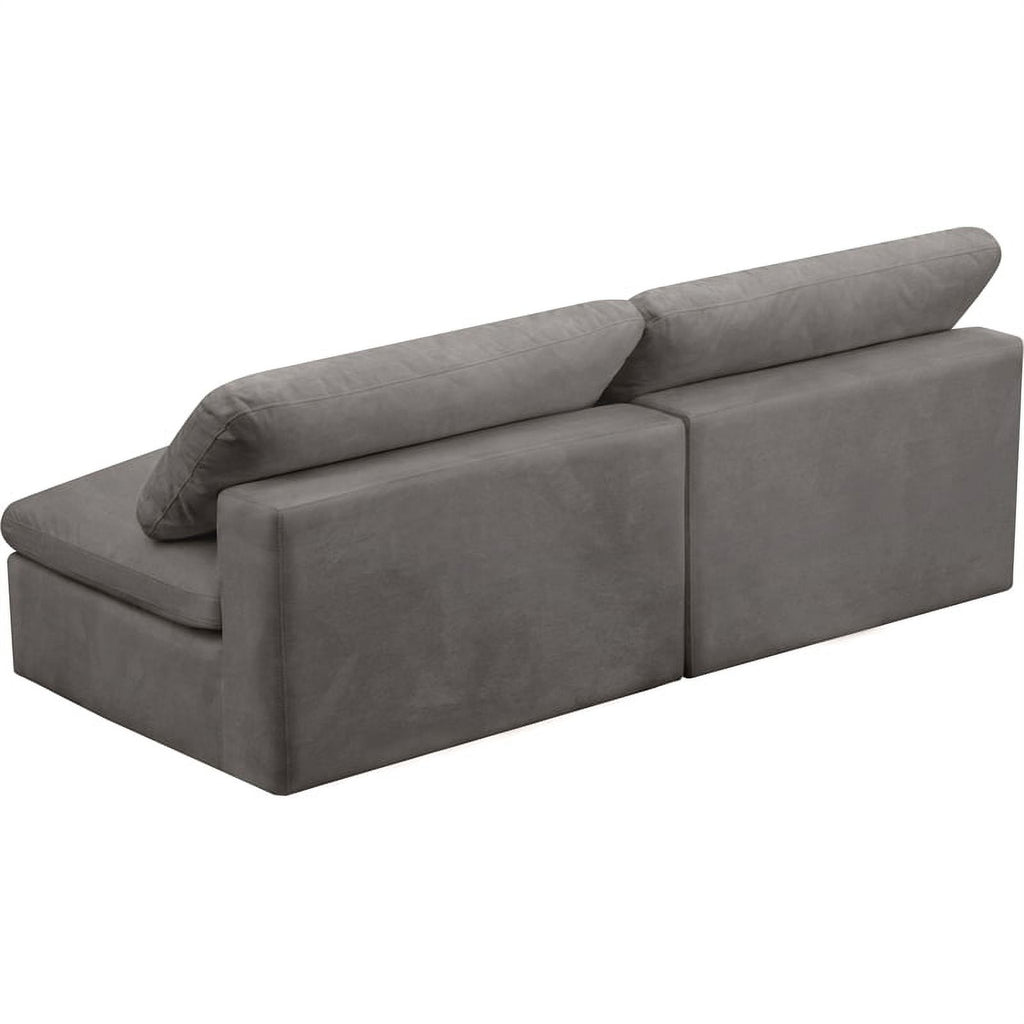 Gray Velvet Modular 2 Piece Armless Loveseat L607