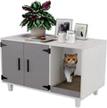 Cat Litter Box Enclosure Table Nightstand with Scratch Pad S196188