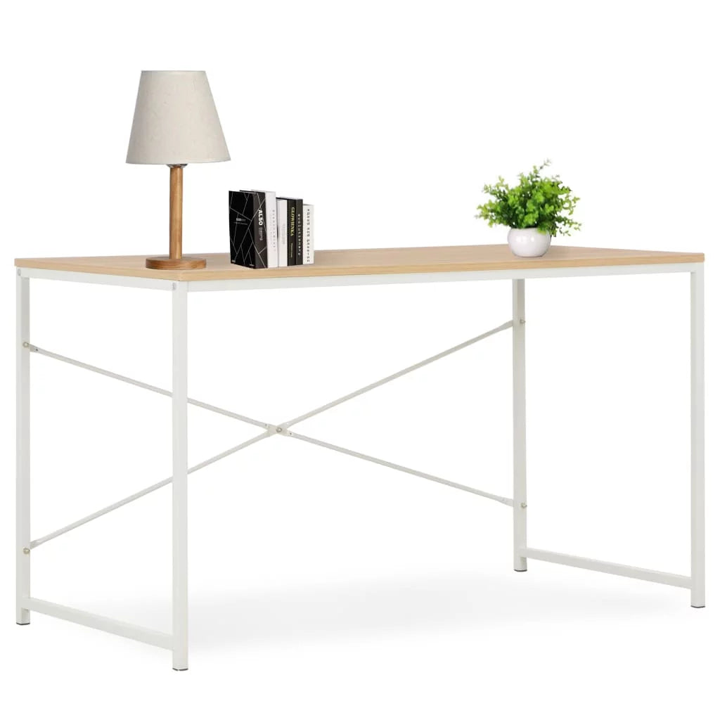 White and Oak Engineered Wood Computer Desk G77880