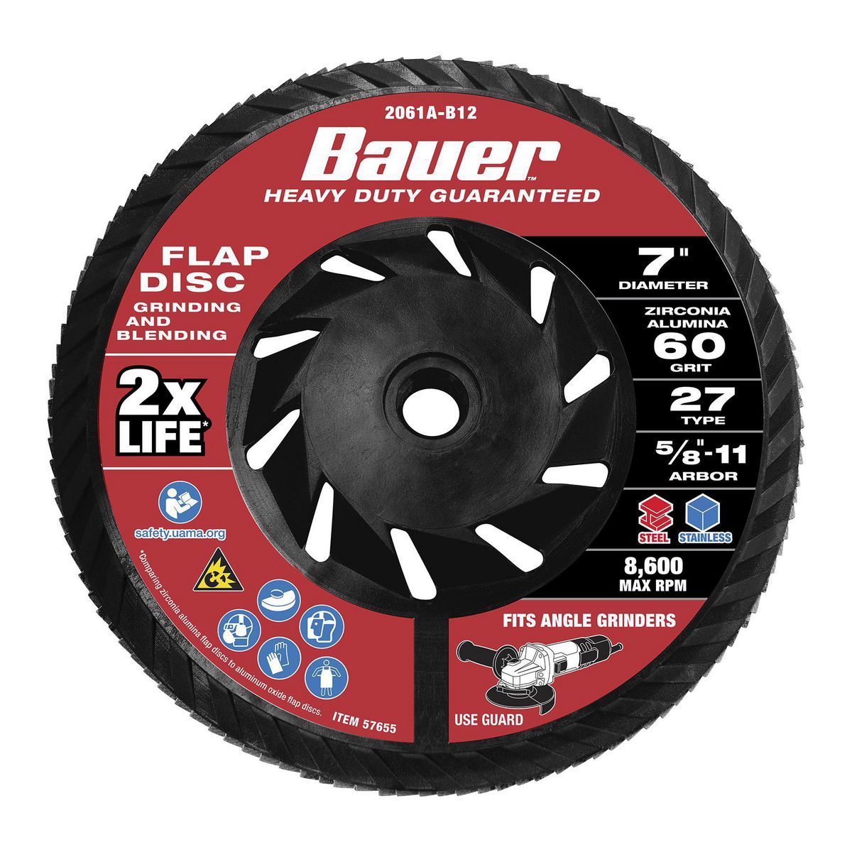 7 in. 60-Grit Type 27 Flap Disc with Zirconia Grain H141569
