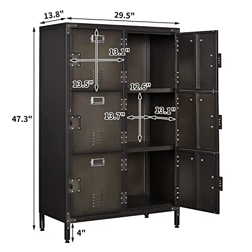 Metal Locker Storage Cabinet with 6 Lockable Doors J260630