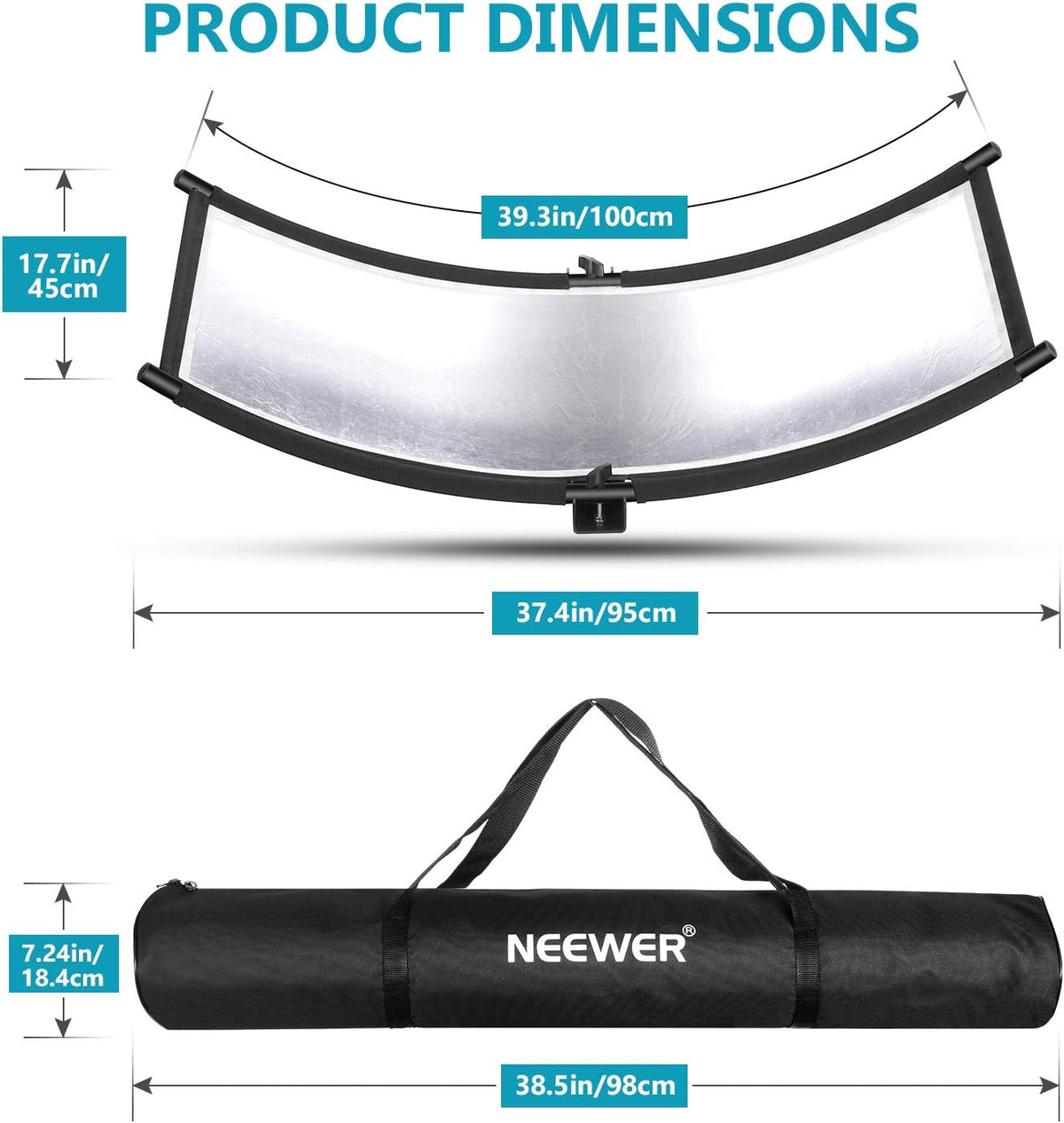 Black/White/Gold/Silver Photography Curved Lighting Reflector with Carrying Bag J79062