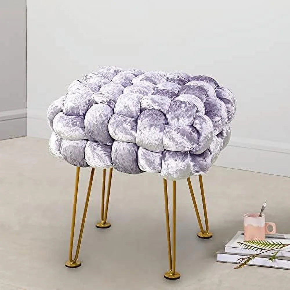 Green Upholstered Ottoman Bench with Golden Legs I65098