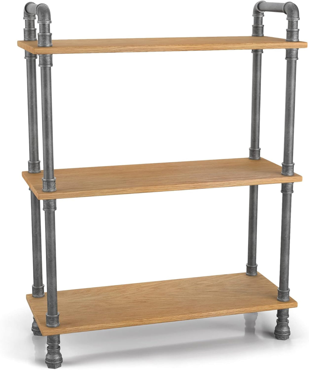 3-Tier Pine and Metal Bookshelf F557250