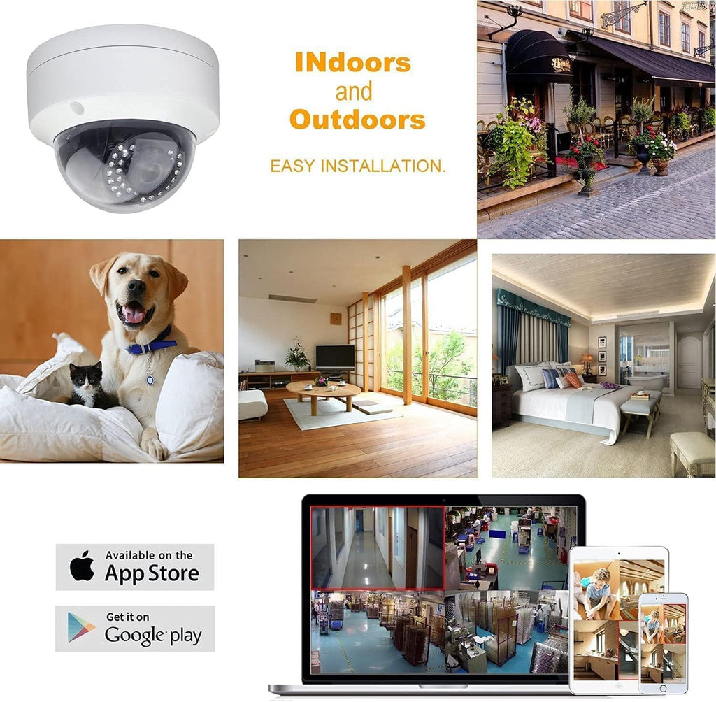 5MP PoE IP Dome Security Camera, 2.8mm Wide Angle, H.265 IP66 Waterproof Built-in Micphone/Audio K726
