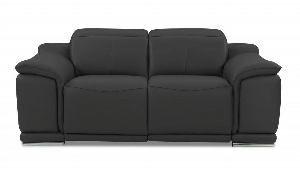 Dark Gray Italian Leather 3 Piece Seating Set O2315