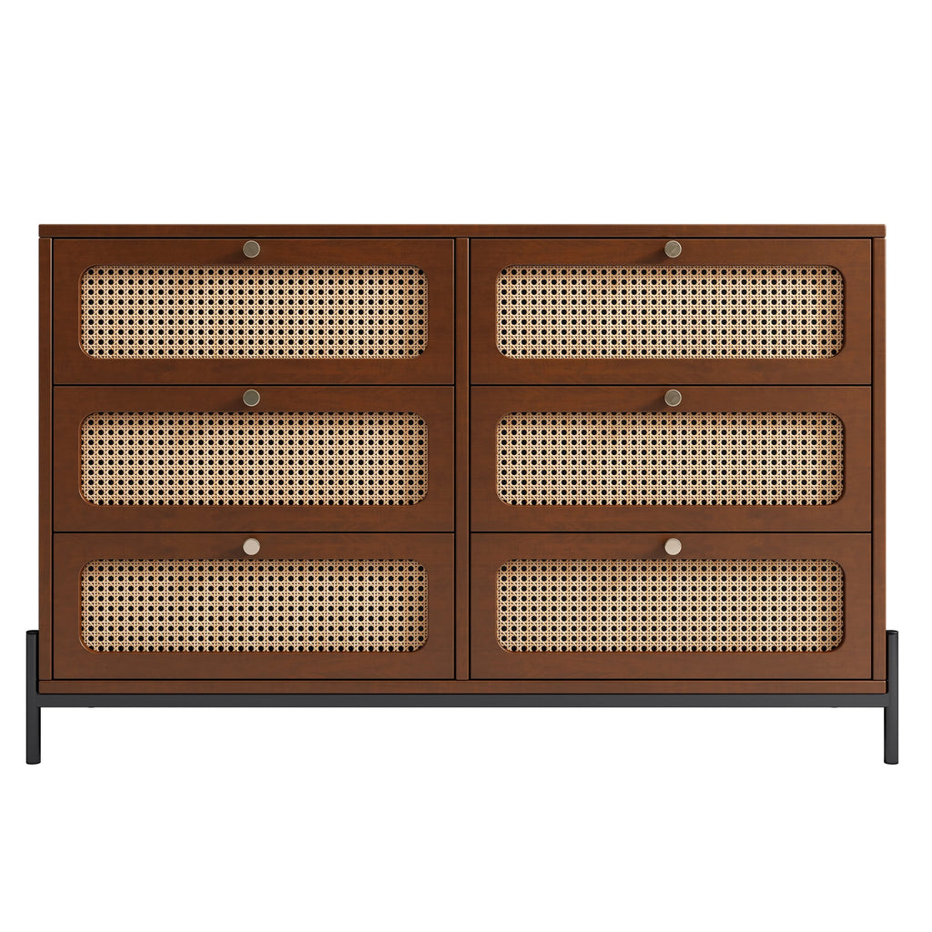 2-Drawer Walnut Wood Side Table M804