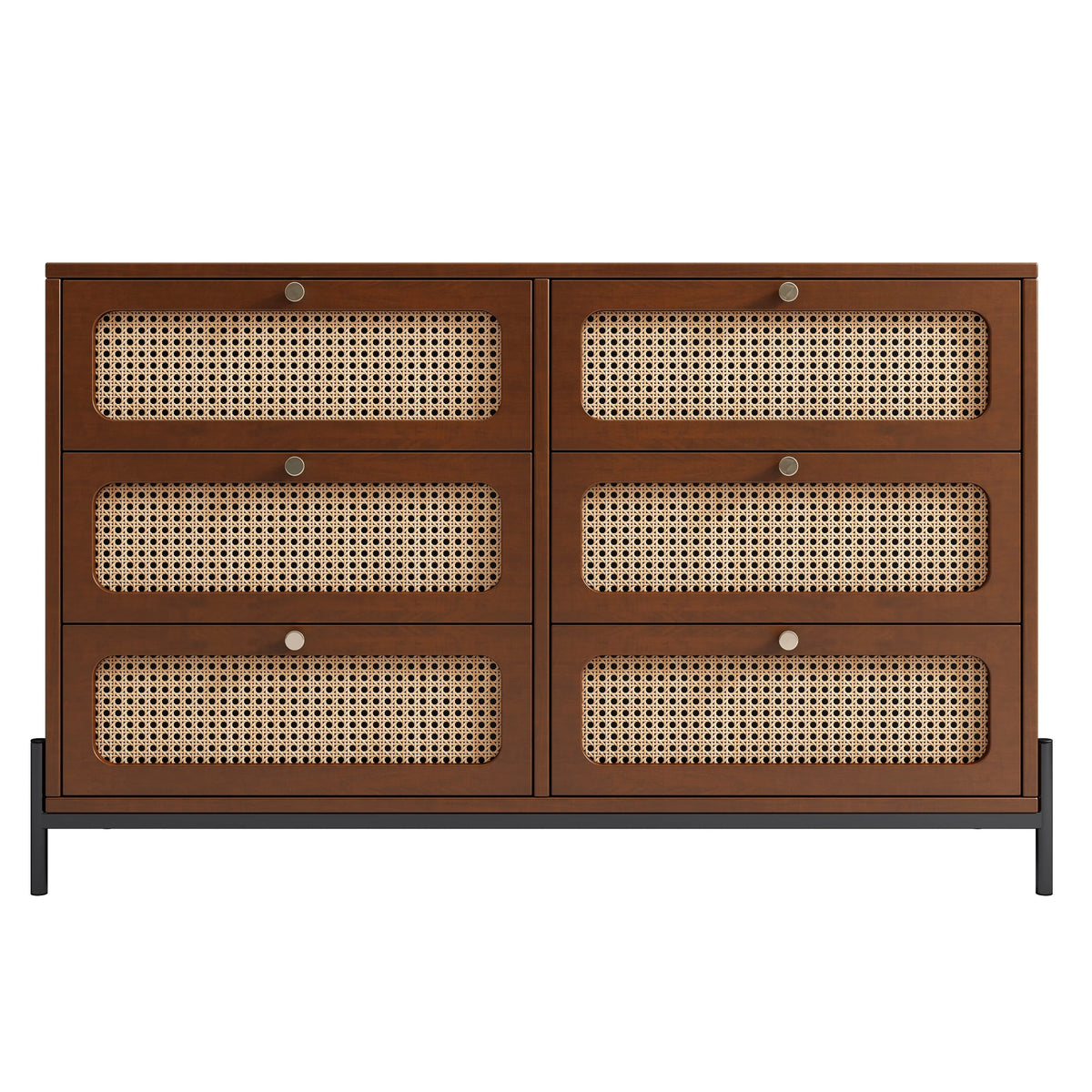2-Drawer Walnut Wood Side Table M804