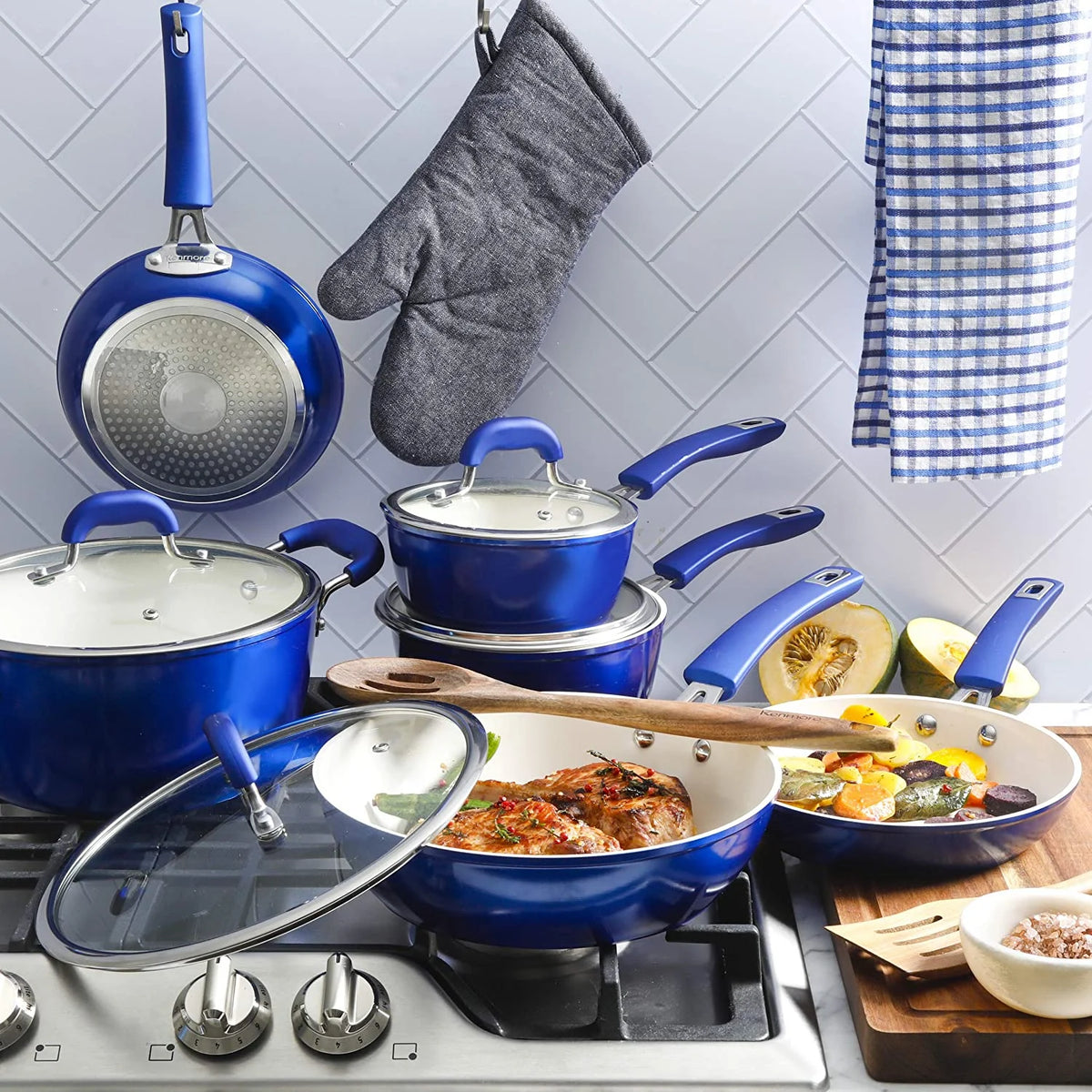 12 Piece Nonstick Ceramic Cookware Set, Blue Z41500