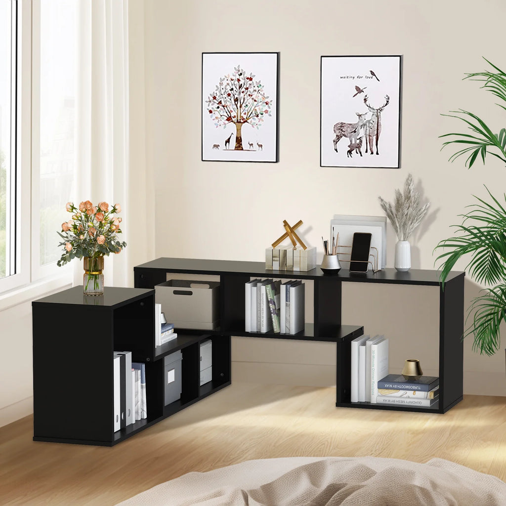 Black 2-Shelf L-Shaped Bookcase C57036