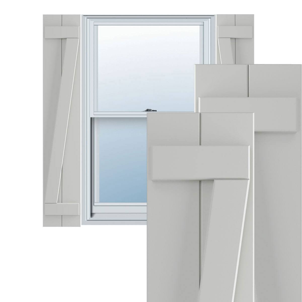 10 3/4x22W x 28x22H PVC Board-n-Batten Shutters with Z-Bar F366
