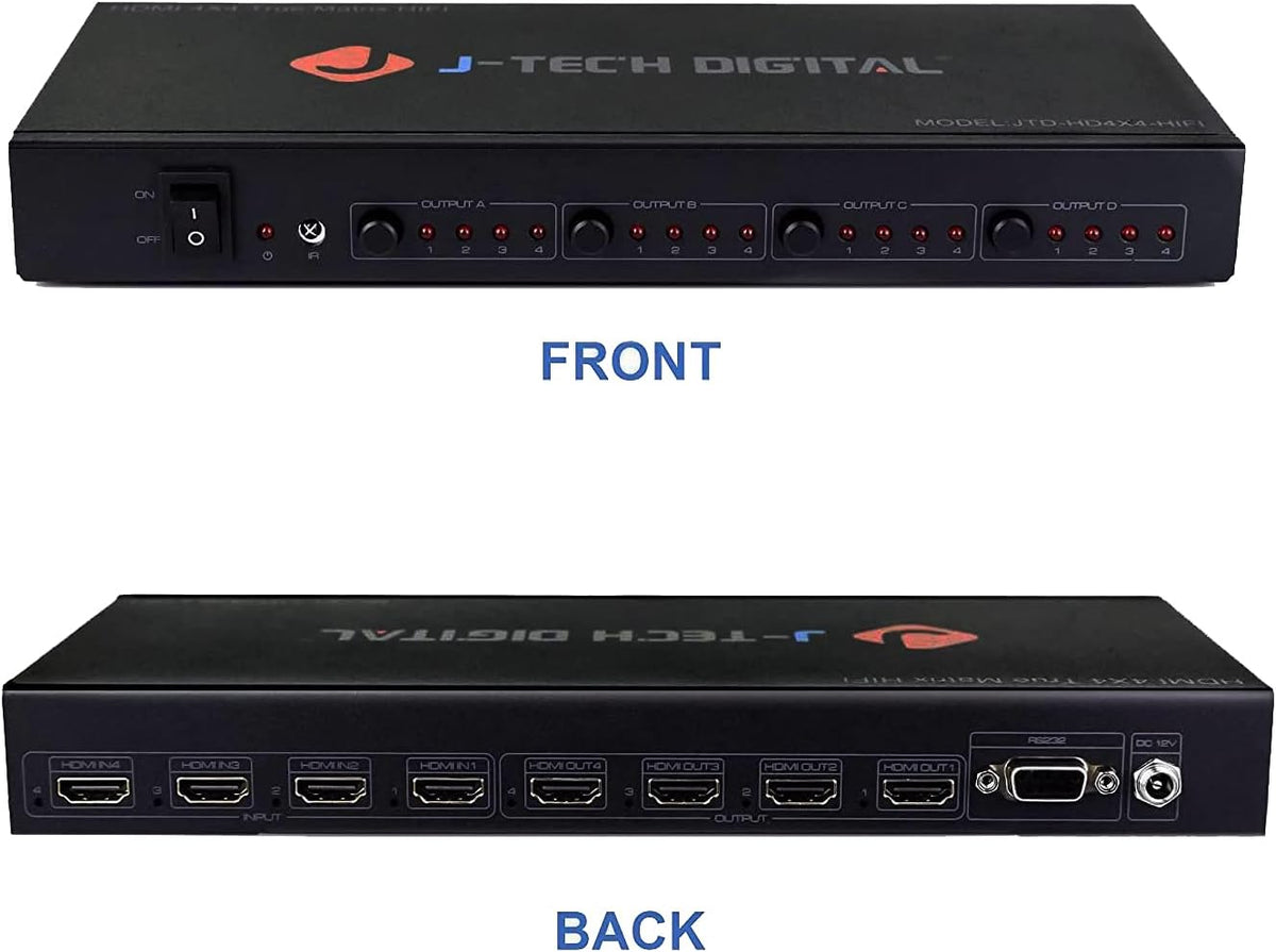 4K 60Hz 4x4 HDMI Matrix Switch with Downscaler EDID HDCP 2.2 HDMI 2.0 K40093