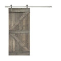 36 in. x 84 in. Gray Stained Knotty Pine Wood Interior Sliding Barn Door with Hardware Kit W7201
