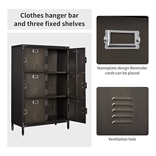 Metal Locker Storage Cabinet with 6 Lockable Doors J260630
