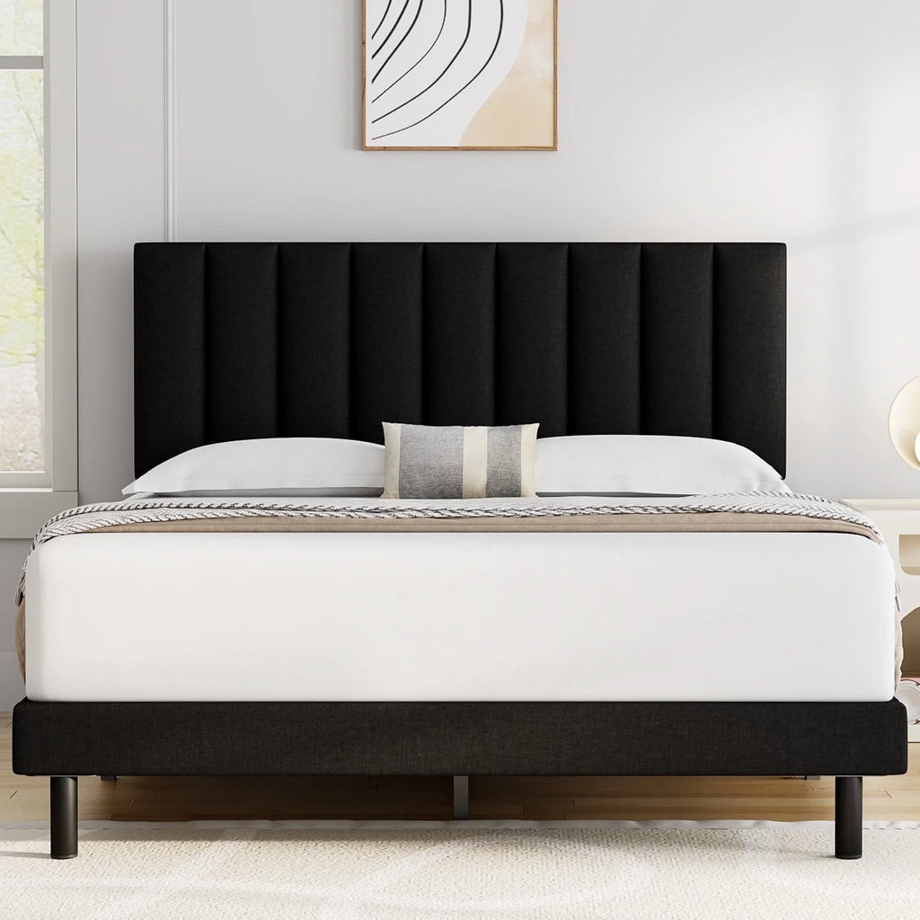 Queen Upholstered Platform Bed Frame with Headboard V2637