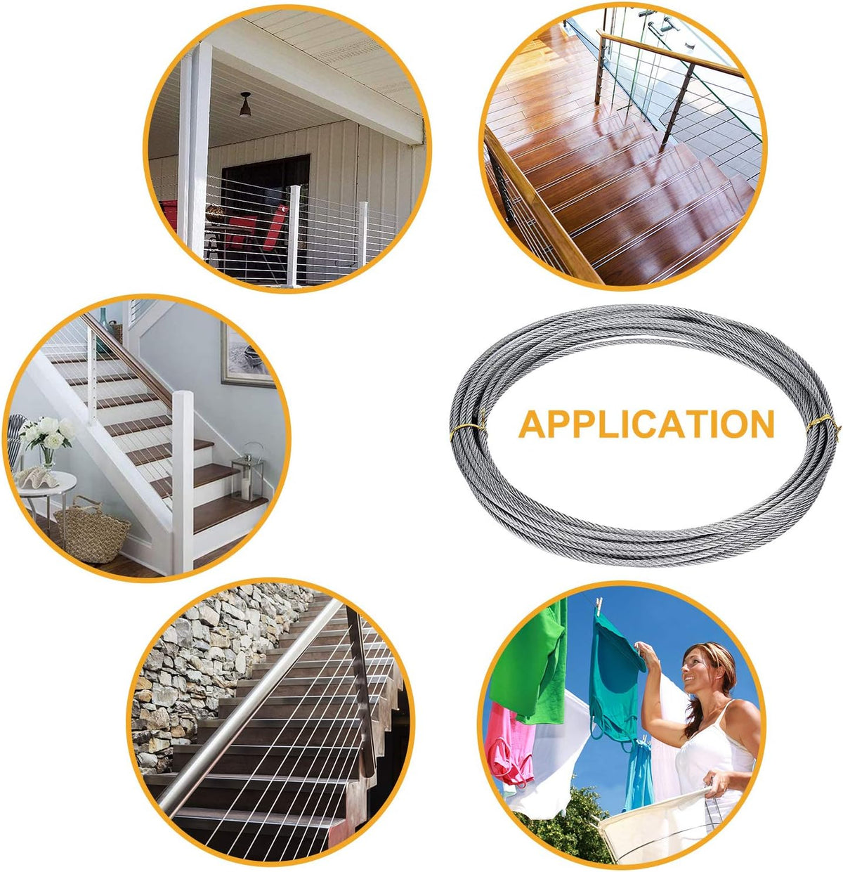 1/8 inch T316 Stainless Steel Cable Railing Kit with Crimp Sleeves and Thimble D100