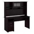 60" Contemporary Wood Desk with Hutch in Espresso Oak P913821