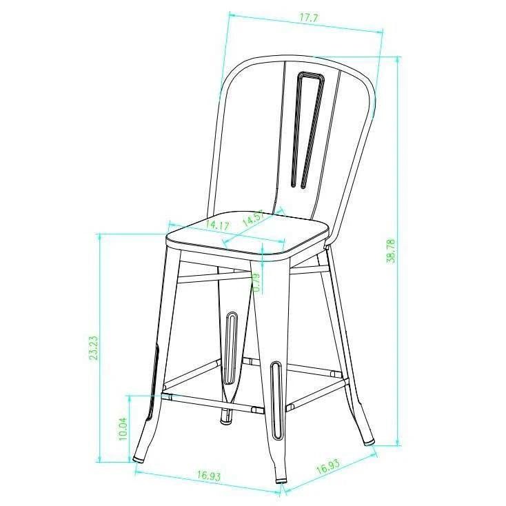 Wood Seat Backed Counter Stool T40687