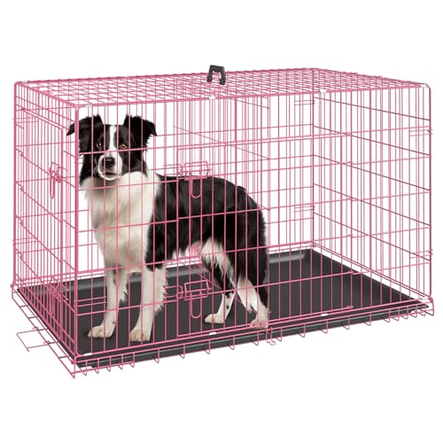 Black 48 Inch Folding Metal Dog Crate with Divider Panel K631