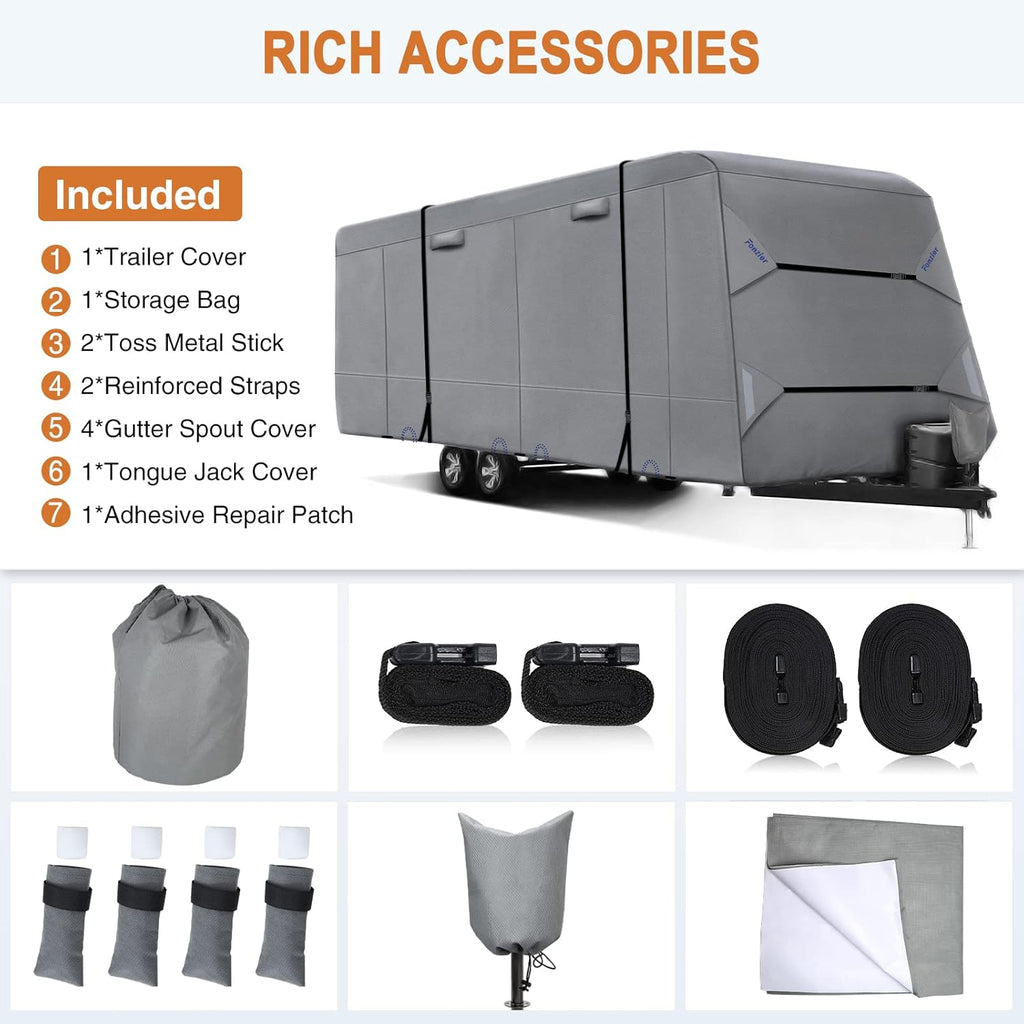 Heavy Duty 5 Layers Anti-UV Travel Trailer Cover 24'1 - 26' F4856