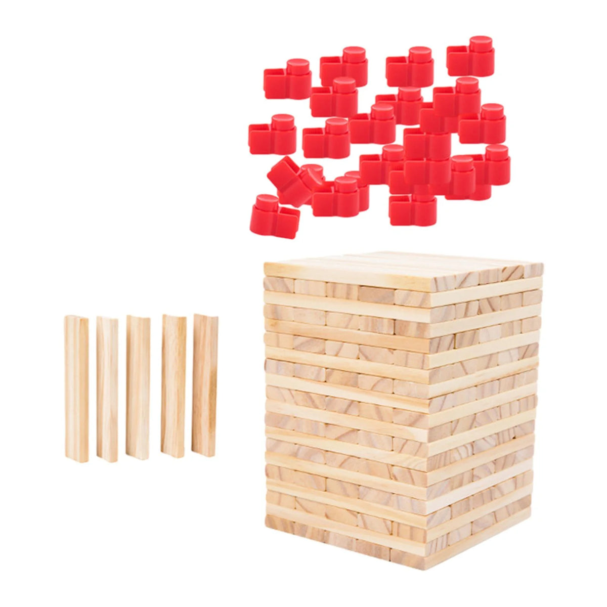 100 Pieces Wooden Blocks Stacking Game Building Kits Board Games W11086