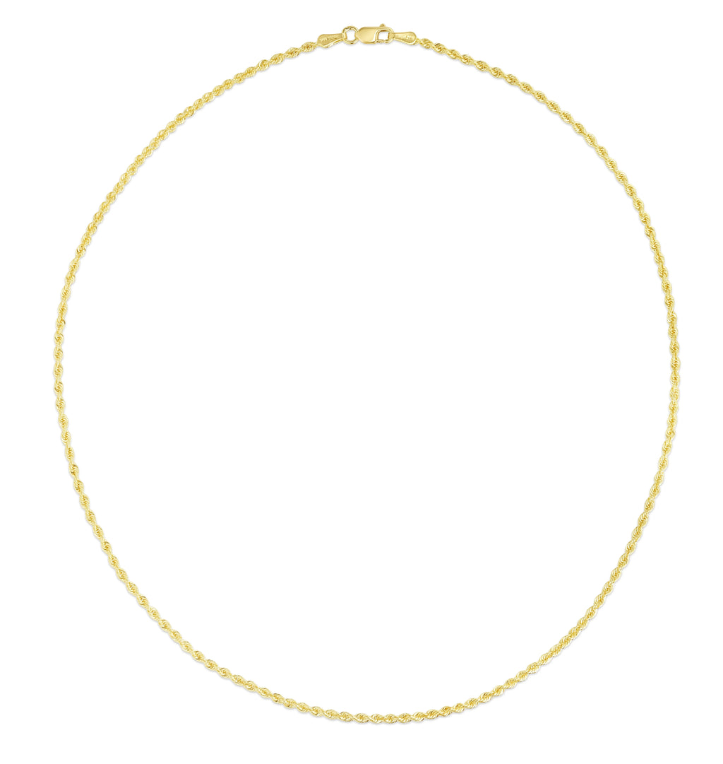 14K Yellow Gold 20in 2mm Solid Rope Chain with Lobster Clasp P48418