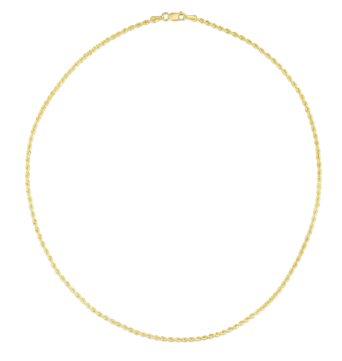 14K Yellow Gold 20in 2mm Solid Rope Chain with Lobster Clasp P48418