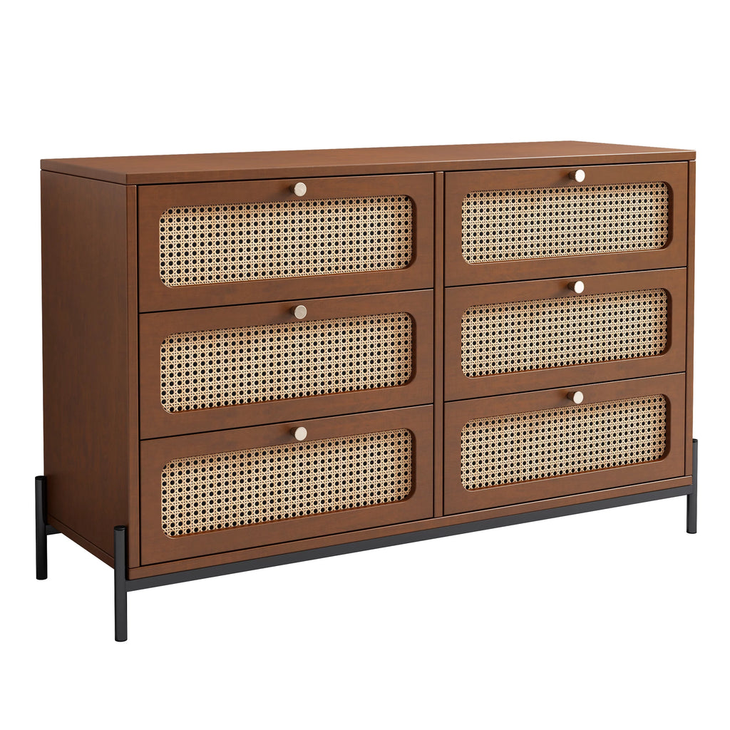 2-Drawer Walnut Wood Side Table M804