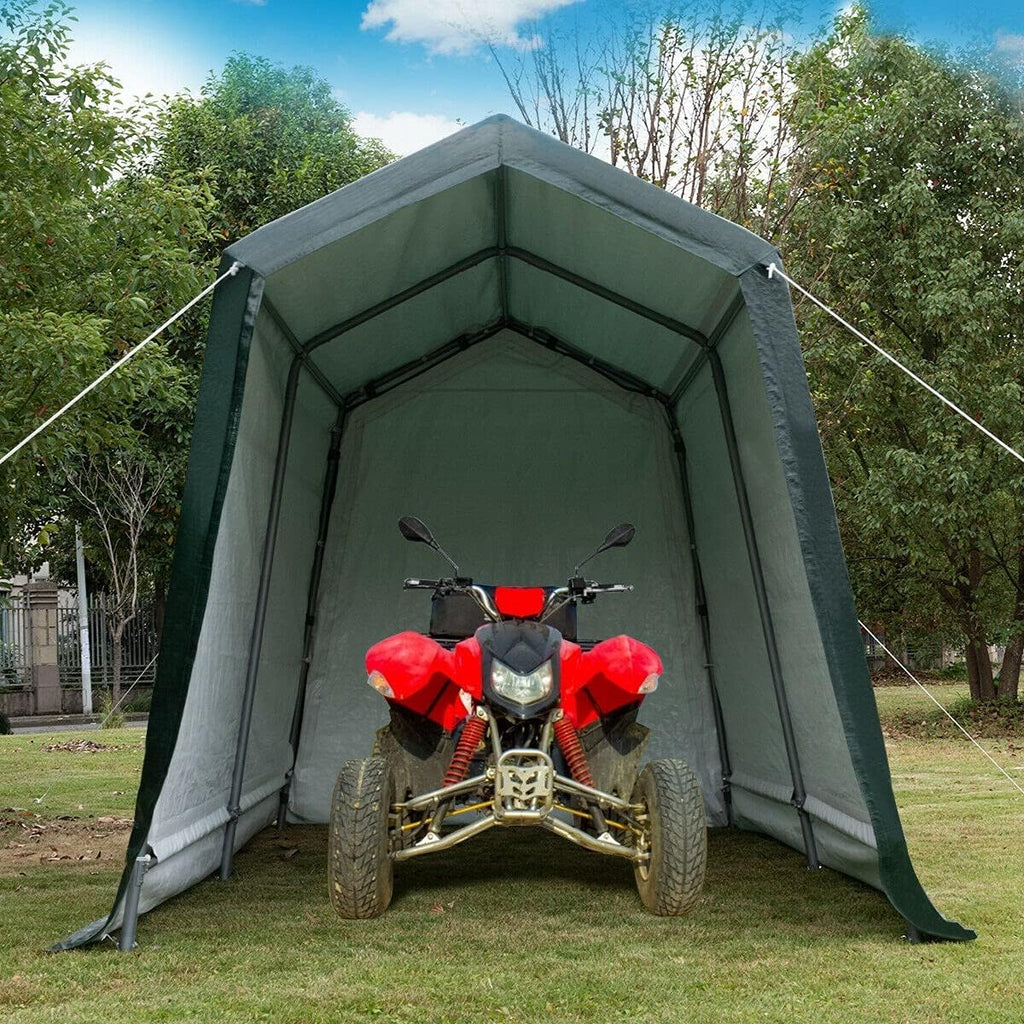 7 Ft x 12 Ft Outdoor Carport Shelter with Metal Frame and Waterproof Cover X6466