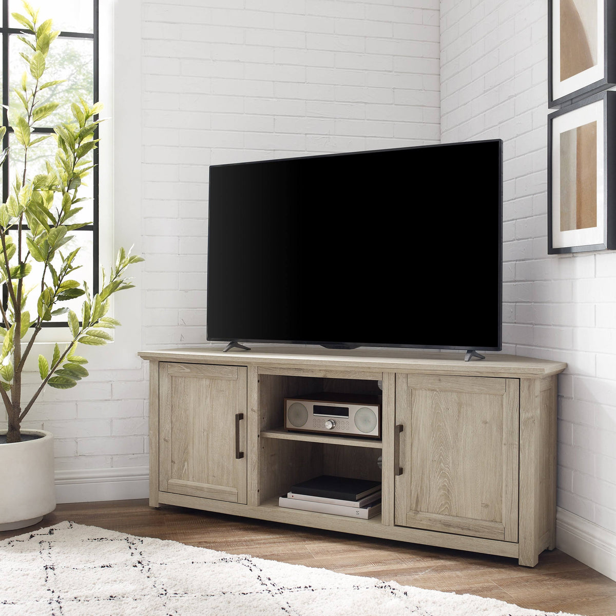 Corner TV Stand Frosted Oak B9316