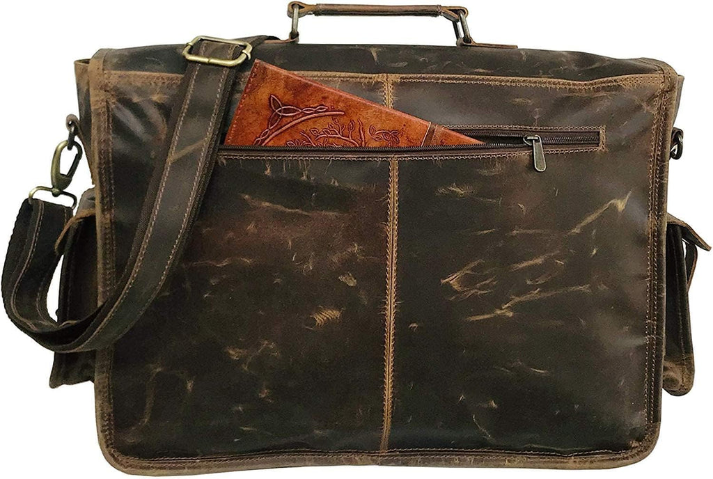 Vintage Brown Leather Laptop Messenger Bag I77194