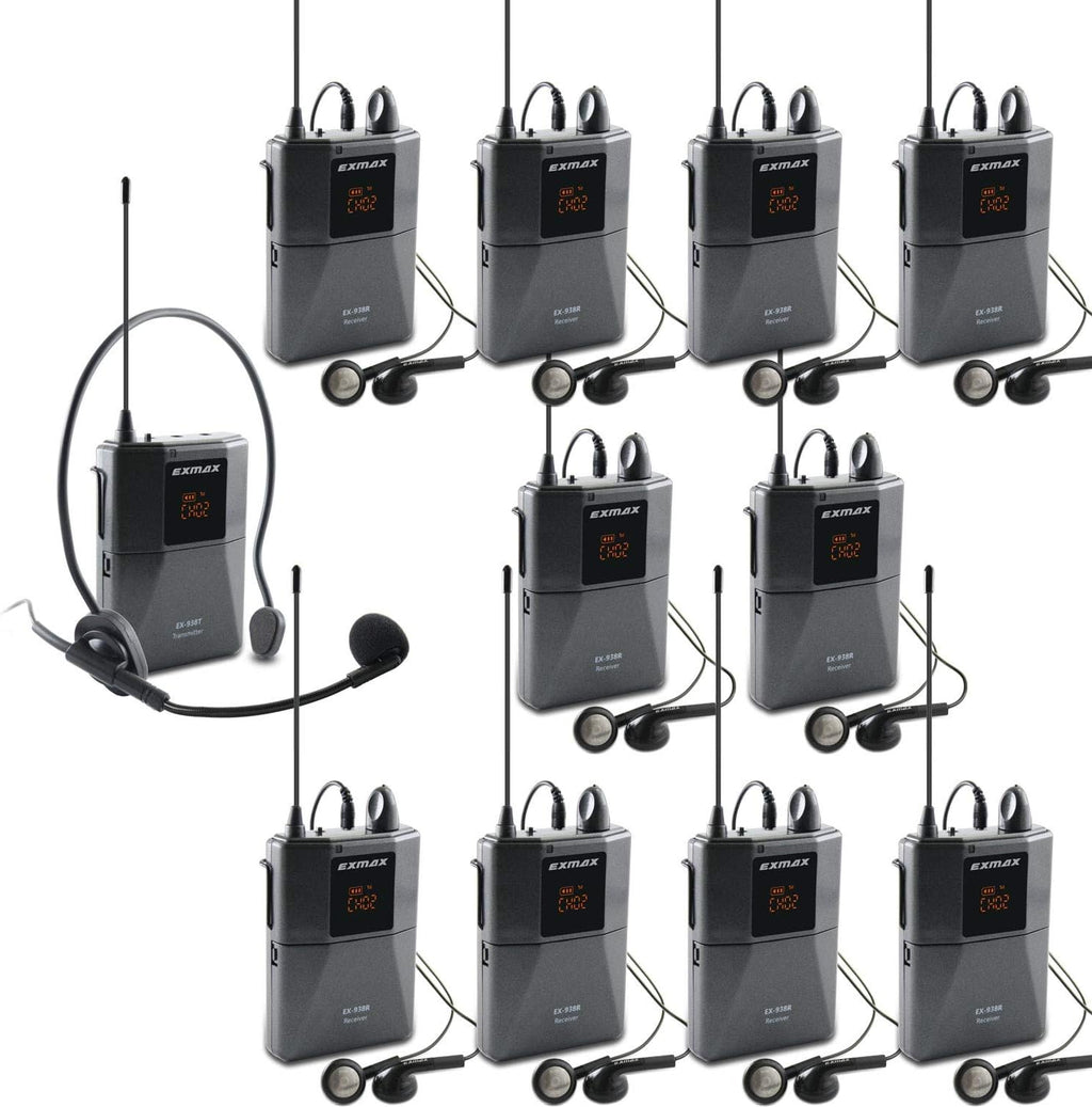 UHF Wireless Voice Audio Transmission System - 1 Transmitter & 10 Receivers R54496