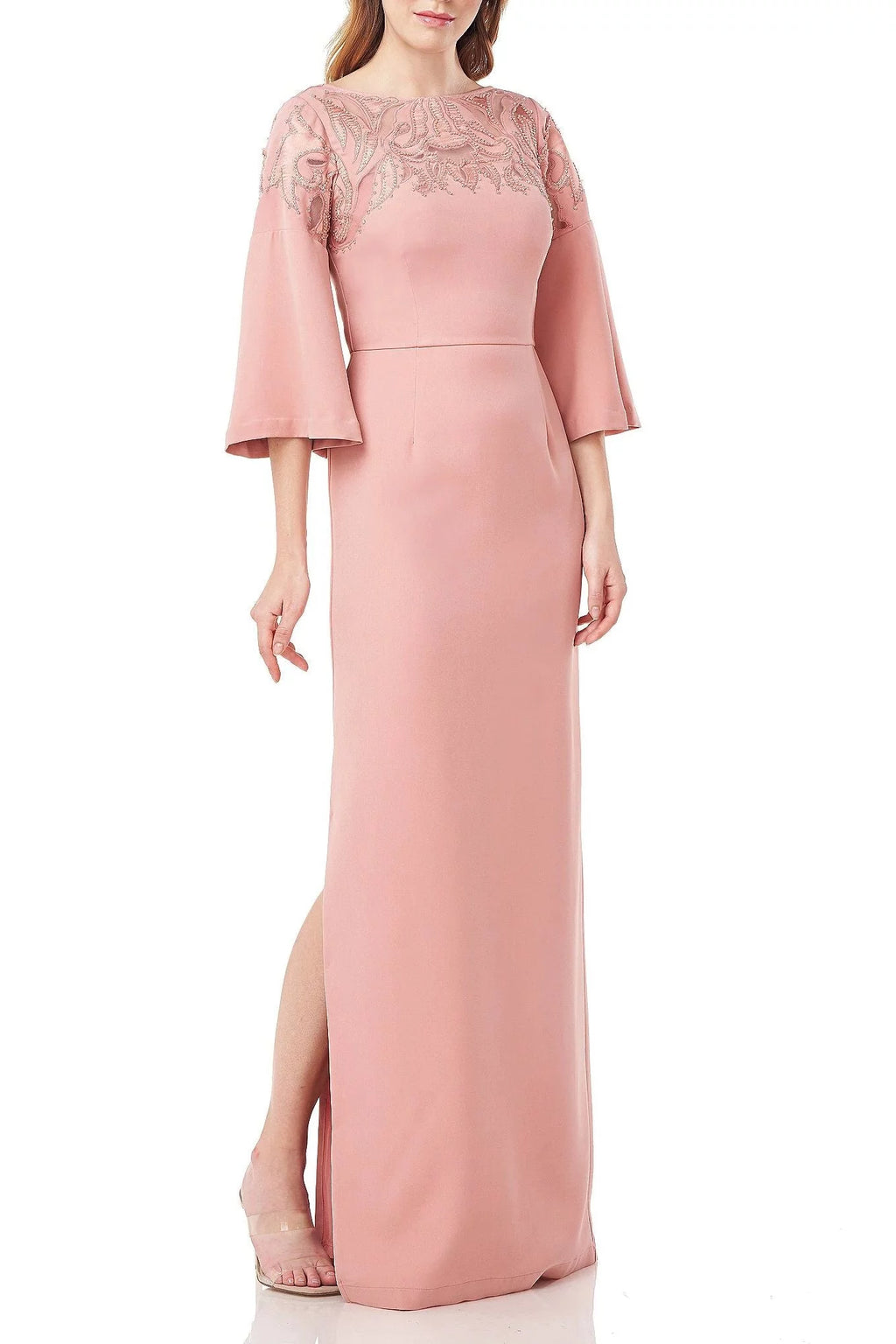 Pink Cutout Column Gown O8512