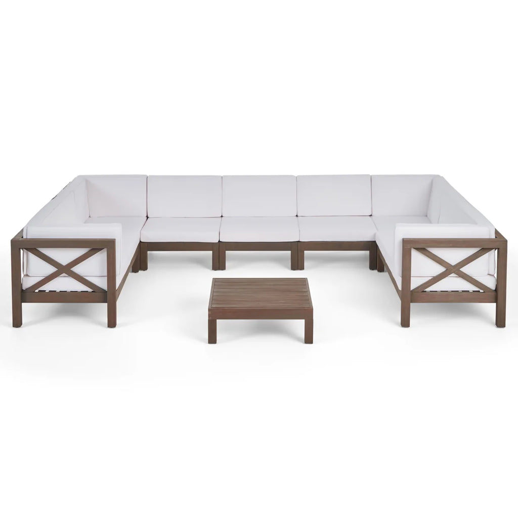 9 Seater Acacia Wood Sectional Sofa Set L8751