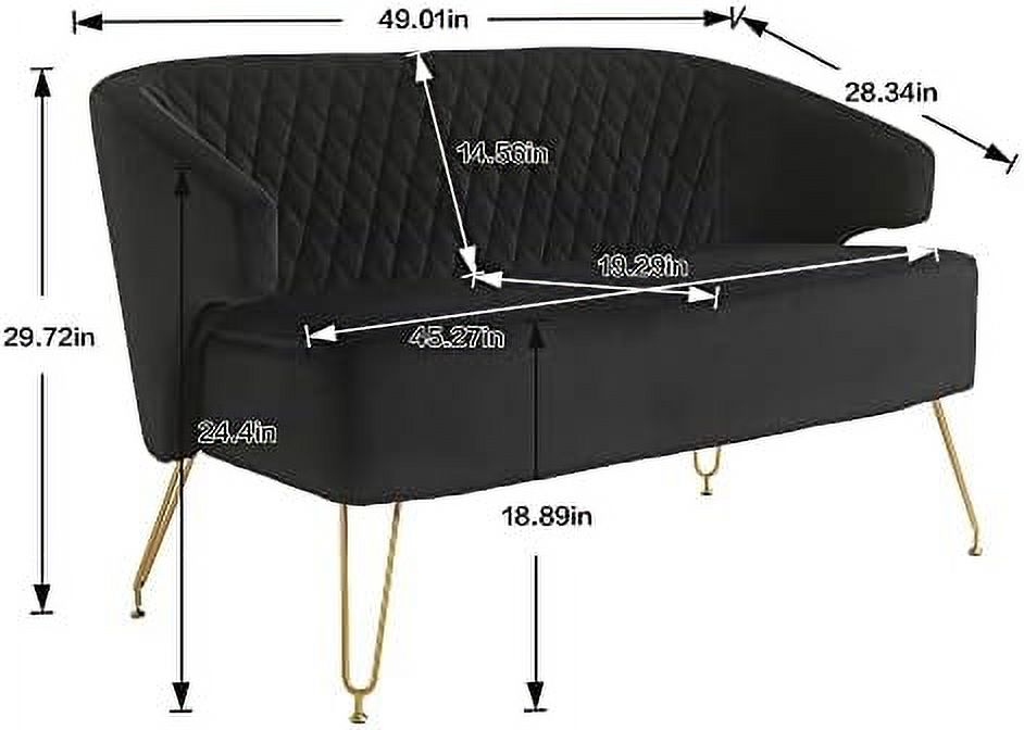 Light Cashmere Loveseat Sofa with Gold-Finished Metal Legs and 2 Small Pillows E368